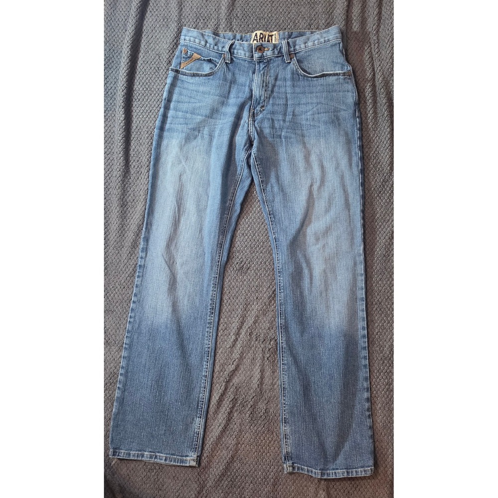 Ariat M4 Low Rise Boot Cut Jeans Mens 34x34 Medium Wash Denim Western Workwear